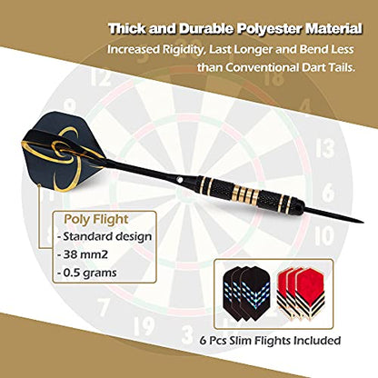 Standard Dart Flights 40 Sets 120 Pcs - Durable PET and Laser Replacement Feather Tail Wings - Dart Accessories Kit for Steel Tip Darts and Soft Tip Darts