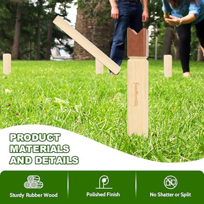 SunNordik Kubb Yard Game Set, Giant Viking Chess Outdoor Tossing Game with Carry Bag, Rubber Wood Backyard Lawn Game for Kids & Beginner - color: Classic
