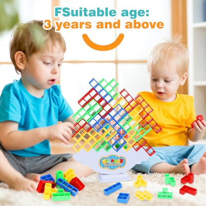 Rachan 48 Tetra Tower Balance Stacking Blocks Game, Fun Balance Board Game Building Blocks, Educational Gift for Kids - color: 48 Multicolor