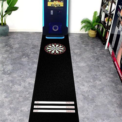 Rubber Darts Board Mat, Non Slip Dart Carpet with Throwing Lines, Professional Dart Floor Mat Soundproof Floor Protector for Dart Game(Black)