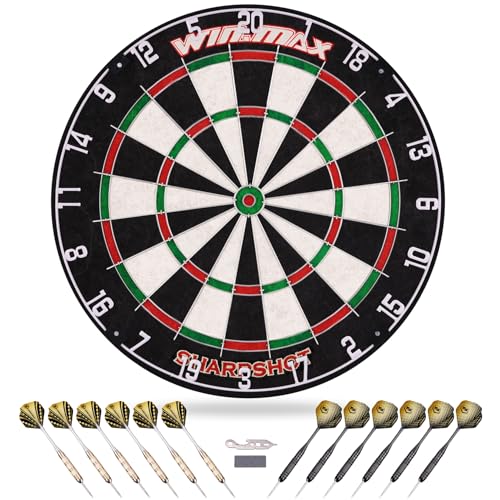 WIN.MAX Dart Board - Bristle Steel Tip Dartboard for Adults Bristle Steel Tip Dart Board Set with 12 Darts Metal - style: NEW