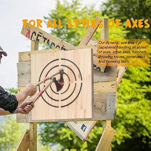 Axe Throwing Wooden Target with Handles & KnifeThrowing with Steel Chain (Wooden Axe Target)