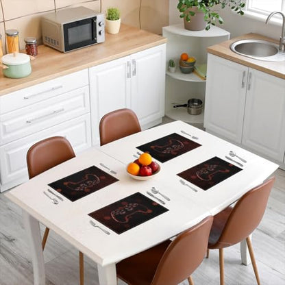 Erosebridal Gamepad 4 PCS of Placemats 12x18 Video Game Place Mat for Dining Table Boys 3D Neon Modern Gamer Non Slip Table Mats Geometric Dark Brown Lights - color: Dark Brown