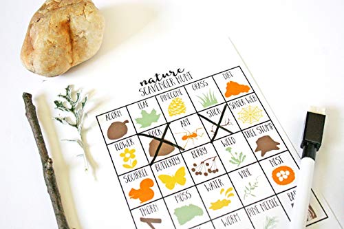 Scavenger Hunt Games for Kids, Set of 20 | Outdoor or Indoor, Road Trip Travel Activities, Includes Dry Erase Marker and Cards, Family Game Night, Variety Pack