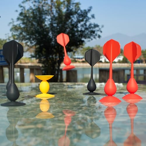Silicone Sucker Darts Throwing Game Set, Indoor Outdoor Detachable Suction Cup Toys for Kids & Adults - color: with Black & Red Dart Flights