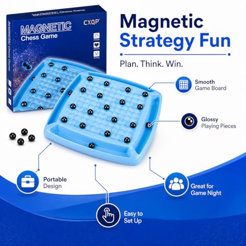 Magnet Chess Game,Board for Kids 8-12 yrs,dults and Family, Strategy Magnet Chess Board Table Games Set. (48 Chess Pieces) - style: 48 chess pieces
