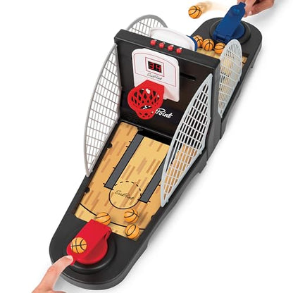 EastPoint Tabletop Movin Hoops Arcade Basketball Hoop - Black & Red, 2-Player - LED Scoreboard for Indoor Basketball Game - Spring-Loaded Launchers for Kids Toys - Durable Plastic Build for Boys Toys