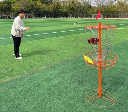 TARUMG Disc Golf Basket - Portable Disc Golf Target with Heavy Duty 24-Chains Come with Transit Bag and 3pcs Disc Golf Discs, Ground Stake -Suitable for Players of All Levels - Multi Color Available - style: Basic Orange