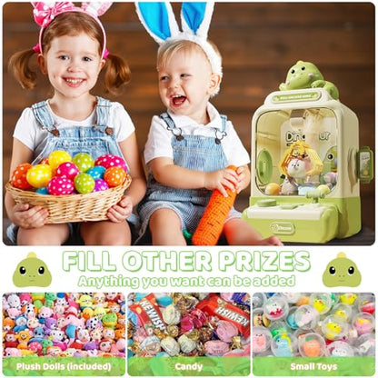 Dinosaur Claw Machine - Mini Vending Machine with Lights and Music, Candy Machine Dispenser for Kid Ages 3+, Electronic Kids Claw Machine Game for Birthday Party Includes 10 Plush Toys - color: Green