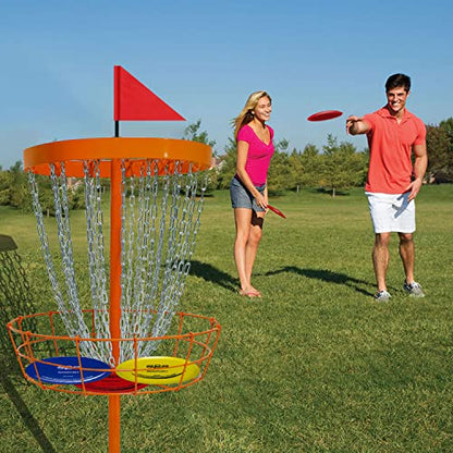 Disc Golf Basket - Portable Disc Golf Target with Heavy Duty 24-Chains Come with 6pcs Disc Golf Discs and Carry Bag, Ground Stake -Suitable for Players of All Levels - Multi Color Available - style: Plus-Orange- 6 PCS