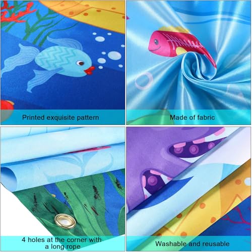 Blulu Ocean Animal Toss Games Banner with 4 Bean Bags Toss Game Indoor Outdoor Dolphin Whale Octopus Blue Birthday Party Decorations for Ocean Animal Theme Party Supplies Photo Background Backdrop