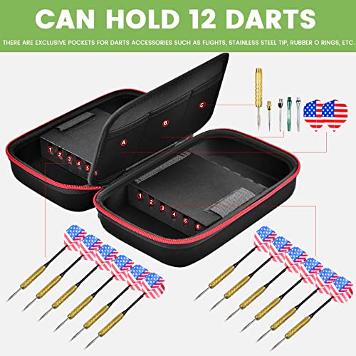 ALKOO Dart Case Holder Bag for 12 pcs Steel and Soft Tip Darts Set | Dart Case Holds 12 Darts with Shafts, Flights and Tips; Hard Shell Travel Pouch Keeps Dart Gear Tidy for Game Night, Leagues - style: Holds 12 Darts