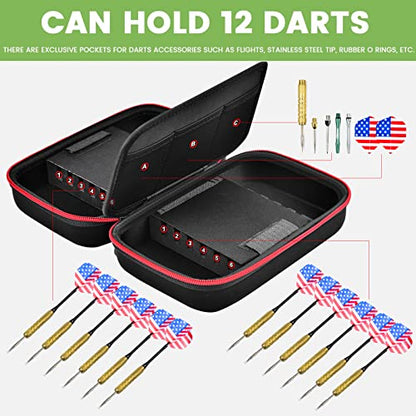 ALKOO Dart Case Holder Bag for 12 pcs Steel and Soft Tip Darts Set | Dart Case Holds 12 Darts with Shafts, Flights and Tips; Hard Shell Travel Pouch Keeps Dart Gear Tidy for Game Night, Leagues - style: Holds 12 Darts