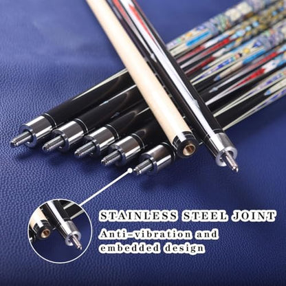 Canadian Maple Pool Cue Stick, Stainless Steel 5/16" X 18 Joint, 58 Inch 13mm Tip Billiard Pool Cue Stick, 19 20 oz, 2-Piece Pool Cue Stick for Beginner, Commercial Home Entertainment - color: Model B(19oz)(20oz)