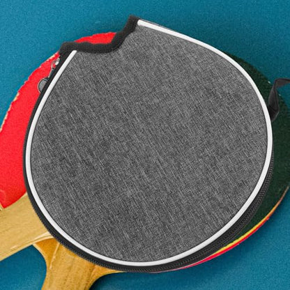 PRETYZOOM Table Tennis Paddle Case Gray Half-moon Protective Storage Bag Portable Organizer for Ping Pong Rackets and Balls
