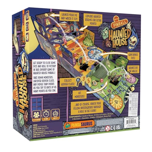 Boxtop Pinball: Haunted House - Exciting Family Pinball Adventure! Fun Monster Themed Tabletop Game for Kids & Adults, Ages 8+, 1-4 Players, 15 Minute Playtime, Made by Pandasaurus Games