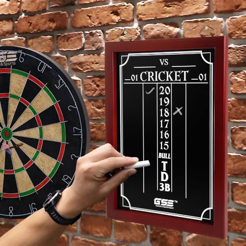 GSE Games & Sports Expert Chalk Dart Scoreboard for Dart Board Cricket & 01 Dart Games with Chalks and Chalk Wipe (Standard/Large) - style: Large
