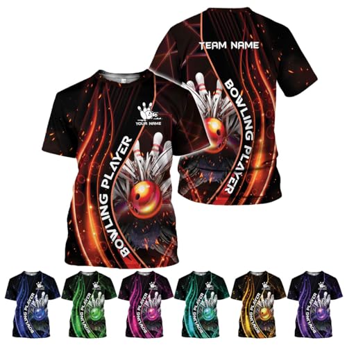 Rivelus Personalized Name Bowling Shirts for Men and Women 3D, Bowling Shirts for Team Bowling, Bowling Shirts Gift - color: Blm33