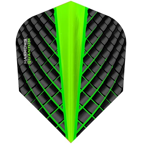 Harrows Quantum Dart Flights | 5 x Sets Darts Flights (15 Flights Total) I 100 Micron Dart Flights I Premium Extra Strong Made in UK I Professional Darts Accessories - color: Green