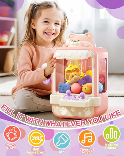 Jovow Claw Machine for Kids, Mini Vending Machine with Music, Prize Dispenser Toys for Girls and Boys, Electronic Claw Game Machine for Party Birthdays, Includes 35 Mini Toys (Small)