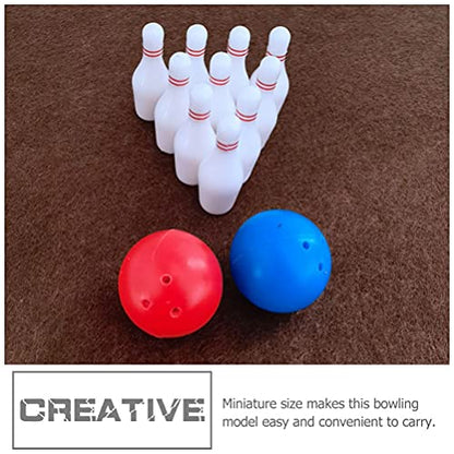 Toyvian 2Set Dollhouse Miniature Bowling Ball Set Miniature Dollhouse Bowling Game Toy Mini Desktop Tabletop Toy for Decoration Accessories
