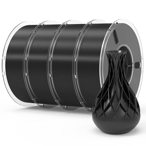 RAMBERY 4KG PLA+ 3D Printer Filament 1.75mm, Toughness Upgraded, 3D Printing Filament Fit Most FDM Printers, PLA Plus Black X 4 Spools - color: Pla+ Black, size: 4kg