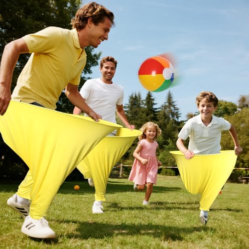 7 Pcs Granny Pants Yard Game Set – Large & Small Pants with 4 Bouncy Balls and 1 Air Pump,Fun Parent-Child Outdoor Game for Family Reunion, Group Parties & Backyard Activities - color: Yellow