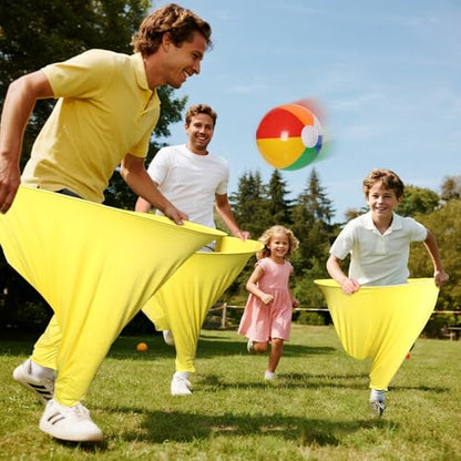 7 Pcs Granny Pants Yard Game Set – Large & Small Pants with 4 Bouncy Balls and 1 Air Pump,Fun Parent-Child Outdoor Game for Family Reunion, Group Parties & Backyard Activities - color: Yellow