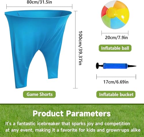 Granny Pants Yard Game – Outdoor Party Game Funny Lawn Game for Adults, Family Reunions & Group Events 4 Giant Pants with 36 Bouncy Balls & 4 Pumps Gift for Kids & Adults - size: Adult Size (80 x 100 cm)
