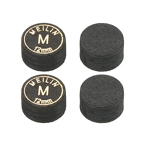 M METERXITY Pool Cue Tips - Laminated Billiard Cue Tips Multiple Layer Faux Leather Apply to Pool Cues/Snooker - size: 12mm, style: Medium