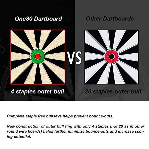 ONE80 Vapor 180 Bristle Dartboard Staple Free Bullseye Steeltip Darts Extra Flights - style: with 12 Steeltip Darts