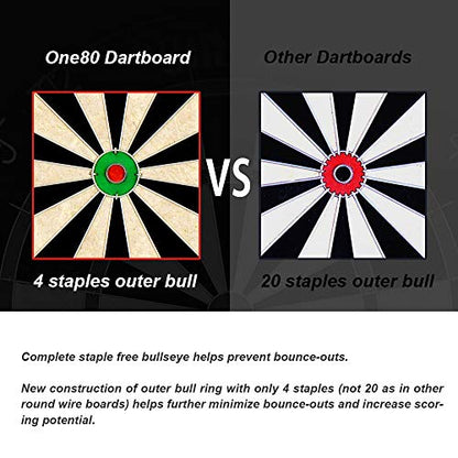 ONE80 Vapor 180 Bristle Dartboard Staple Free Bullseye Steeltip Darts Extra Flights - style: with 12 Steeltip Darts