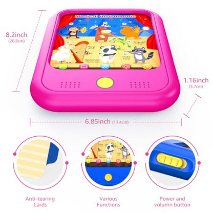Kids Learning Tablet Educational Learning Pad for Toddlers 2-5 to Learn Alphabets, Numbers, Foods, Time, Music, Vehicles, Tablet Toy for Toddlers Ages 2 3 4 5 6 Years Old - style: Upgrade Version（20 lesson pages pink）
