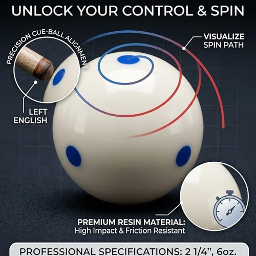 6 Dots - Spot Pool - Billiard Practice Training Cue Ball 6 oz - 2 1/4" Blue - color: Blue