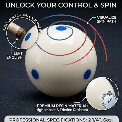 6 Dots - Spot Pool - Billiard Practice Training Cue Ball 6 oz - 2 1/4" Blue - color: Blue