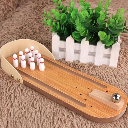 Desktops Tabletop Bowling Game Set, Toy, Wooden Wooden