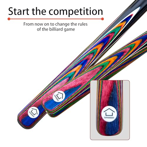 HomeSeason 57inch Snooker Cue Stick 18oz 3/4 Jointed Pool Cue, with Extension, Cue Case, Durable Ash Wood and Red Maple Construction Billiards Cue - color: HSS05