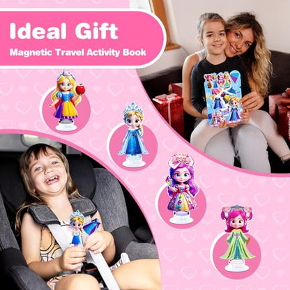 ZHOC Magnetic Dress Up Dolls for Girls, Princess Cute & Sweetheart Magnet Dolls Dress Up Kits, [2 Pack] Travel Game Car Road Trip Airplane Activity Toys Birthday Gifts for Toddler Girls Ages 3-8 - color: Yellow