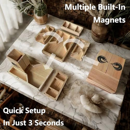 Wooden Dice Tower DND Dice Roller with Tray Portable Magnetic Die Roller Castle for Dungeons and Dragons, Board Game, D&D Tabletop Game and RPG Games