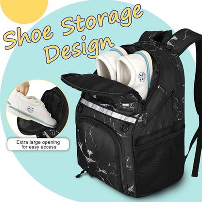 Goloni Bowling Backpack,Single Ball Bowling Bag with Shoe Compartment Up to Size 16,Bowling Bag with Padded Ball Holder - color: Black and White