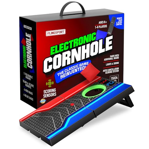 Electronic Cornhole Board Set, Auto Scoring, 1 Corn Hole Board, 1 Remote & 8 Bean Bags, Outdoor & Camping Games Gift Ideas, Birthday Gifts for Kids Teens Adults Boys Girls, 8-12 Year Old Boy Gifts