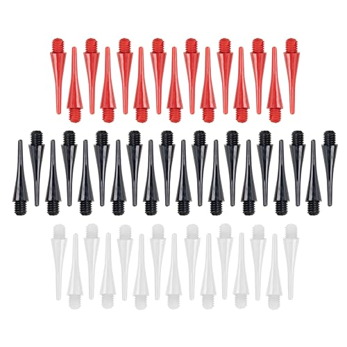 Accudart 50‑Pack Replacement Soft Tip Dart Points – 2BA Thread Tips for Electronic Dartboards – 20 Black, 15 Red, 15 White – Customizable Soft Tip Darts