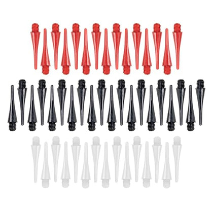 Accudart 50‑Pack Replacement Soft Tip Dart Points – 2BA Thread Tips for Electronic Dartboards – 20 Black, 15 Red, 15 White – Customizable Soft Tip Darts