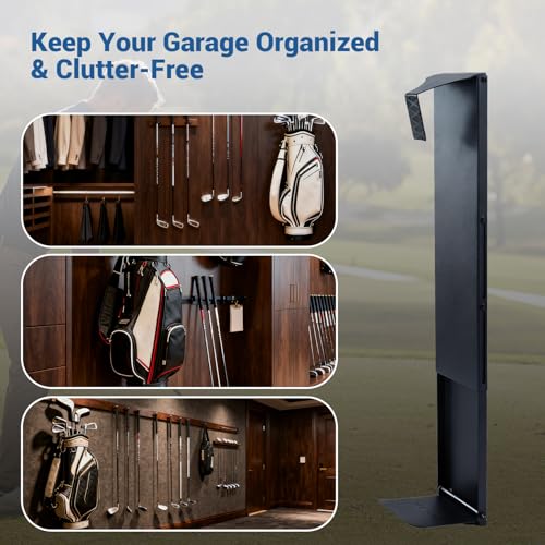 Wall Mount Golf Bag Storage Stand Organizer Rack for Garage, Adjustable Retractable Golf Bag Storage Rack with Protective Hook for Garage, Space-Saving Organizer for Golf Clubs, Home & Basement