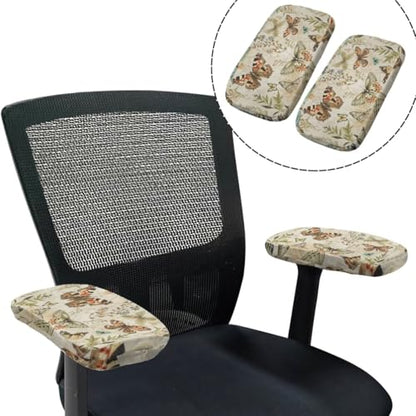 Butterfly Computer Chair Cover 4-Pc Set Breathable Office Chair Arm Covers Stretchy Office Chair Seat Covers for Office and Rotating PC Chairs Easy to Clean Pet Friendly - color: Butterfly