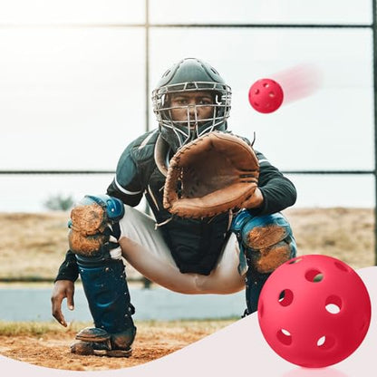 Lunmon 36 Pcs Practice Baseball 42mm Small Training Balls Plastic Hollow Softballs Golf Balls with a Drawstring Bag for Backyard Hitting Batting Training Indoor Outdoor Use - color: Red