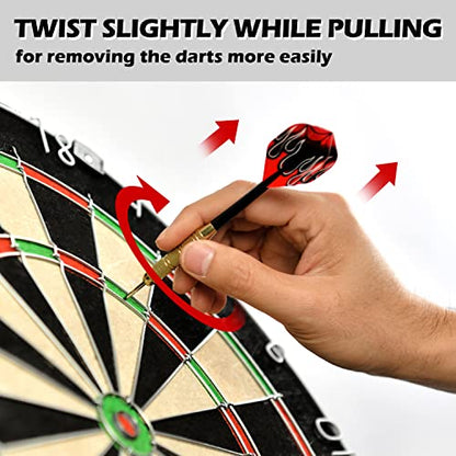 LinkVisions Dartboard with Staple-Free Bullseye, 18g Steel Tip Darts Set,12 Steel Tip Darts 18g, Dartboard Mounting Kits Included - style: Socipieler