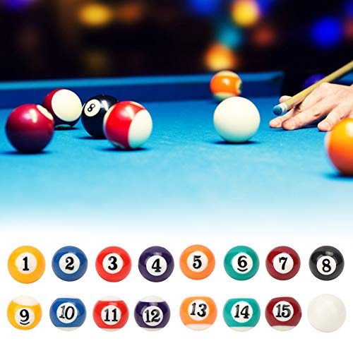 Billiard Pool Ball Set, 16PCS Resin Mini 2.5cm/0.98in Children Billiard Ball Toy Pool Table Accesssory, Billiards Ball Complete 16 Ball Set for Game Room Bar Sports Recreation Game Recreational Sport