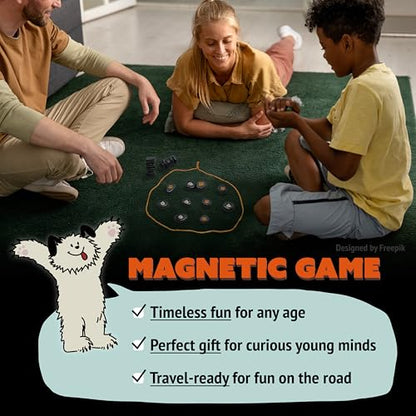 Magnet Chess Game with Cat & Dog Theme– Multiplayer Magnetic Stone Game Set | Strategy Puzzle Board Game for Kids & Adults, Educational Travel Fun for Family, Portable Tabletop Set with 24 Stones & Rope