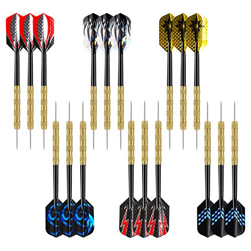 Accmor Metal Tip Darts, Steel Tip Darts, 14 Grams Professional Metal Darts, Darts Metal Tip Set, Metal Darts for Dartboard - color: Gorgeous-Gold, style: 18 pack